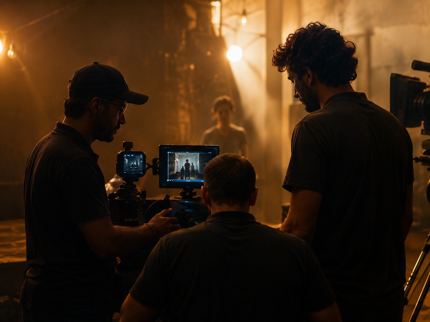Makhanchor Films team reviewing a cinematic shot